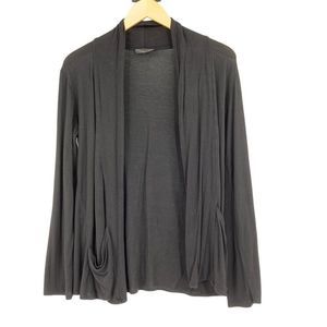Women’s JM Fleurette Black Open Front Cardigan Size Small 3812 Semi-Sheer